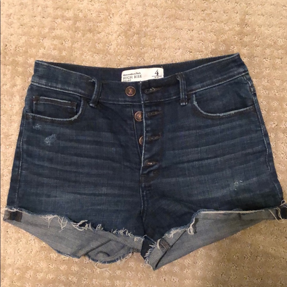 Abercrombie dark wash high rise shorts
